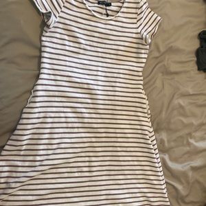 Purple Striped Knee Length Dress